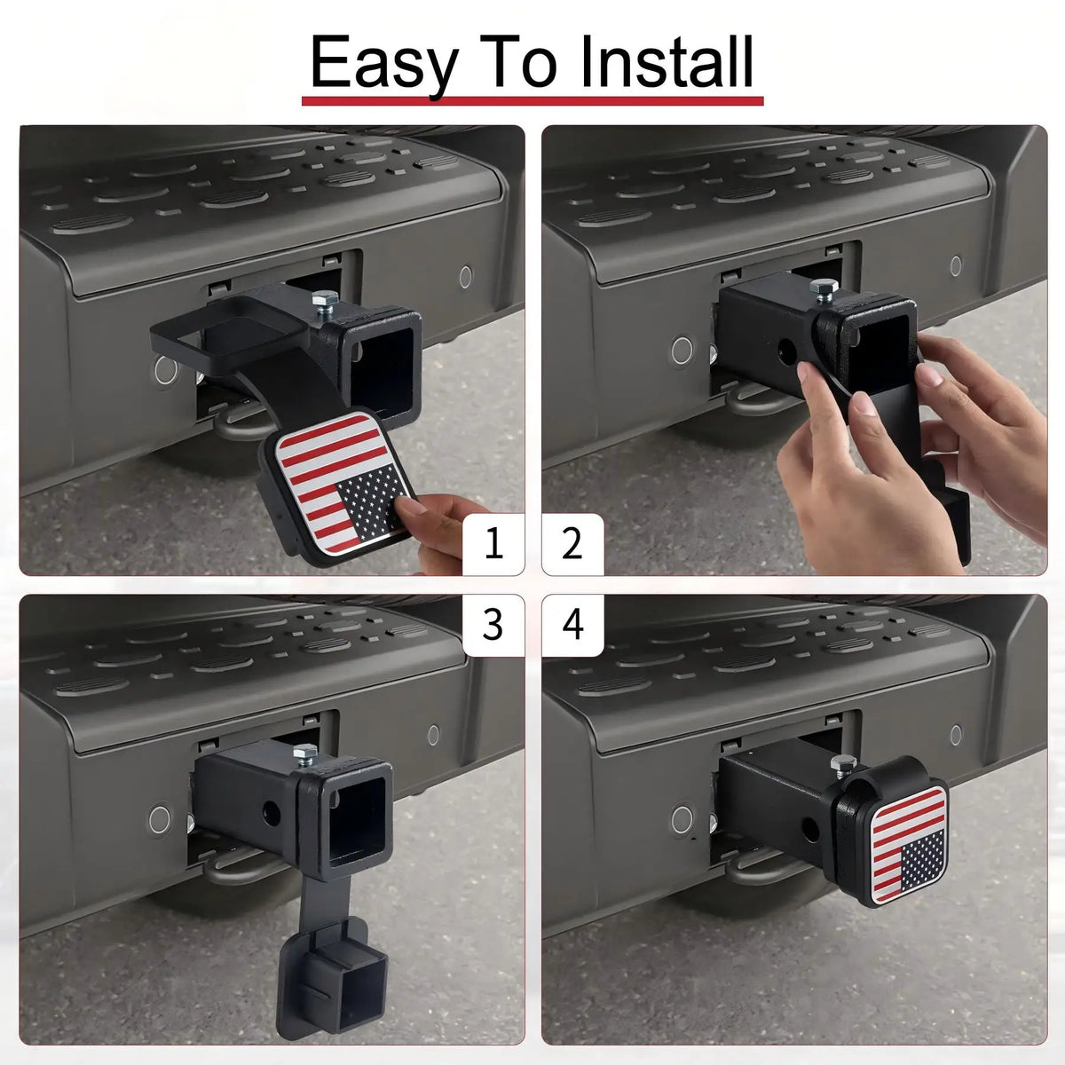 2-Inch Trailer Hitch Receiver Cover with American Flag Design