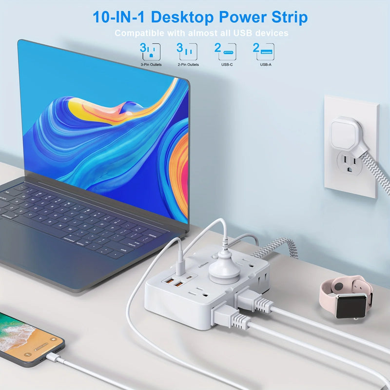Regleta de Protección contra Sobretensiones con 6 Enchufes y Puertos USB