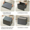 Step-by-step guide showing how to unfold and install a foldable oxford fabric shoe box organizer.