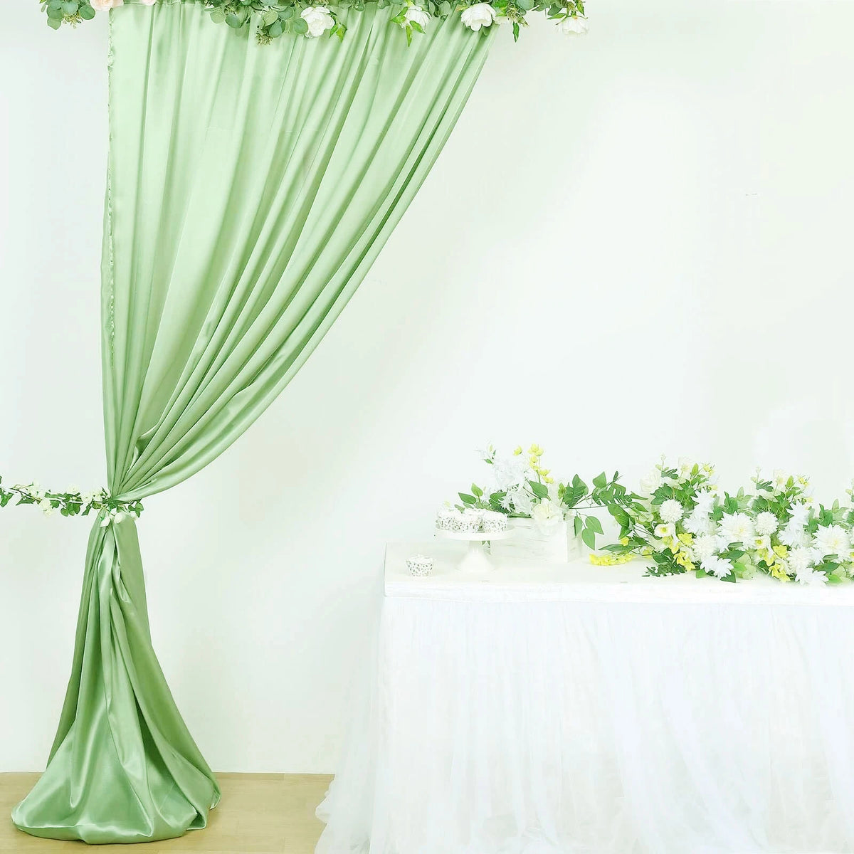 Shimmering Satin Backdrop Curtain Panels