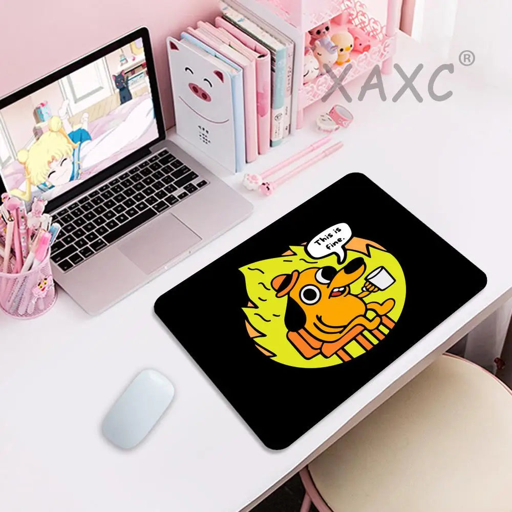 This Is Fine Dog Gaming Mousepad Desk Mat