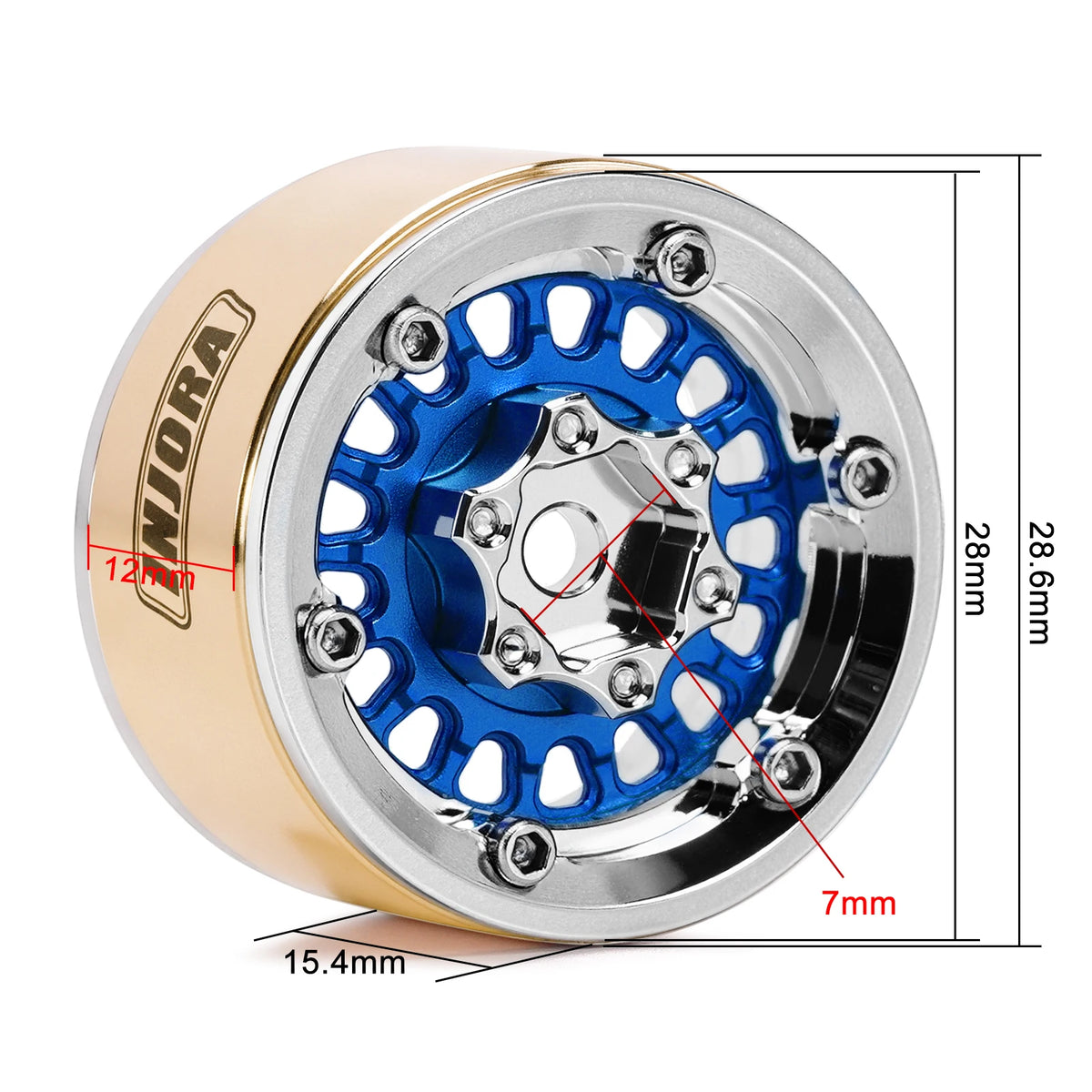 INJORA 1.0" Modular Beadlock Wheels for 1/18 1/24 RC Crawlers - Brass & Aluminum
