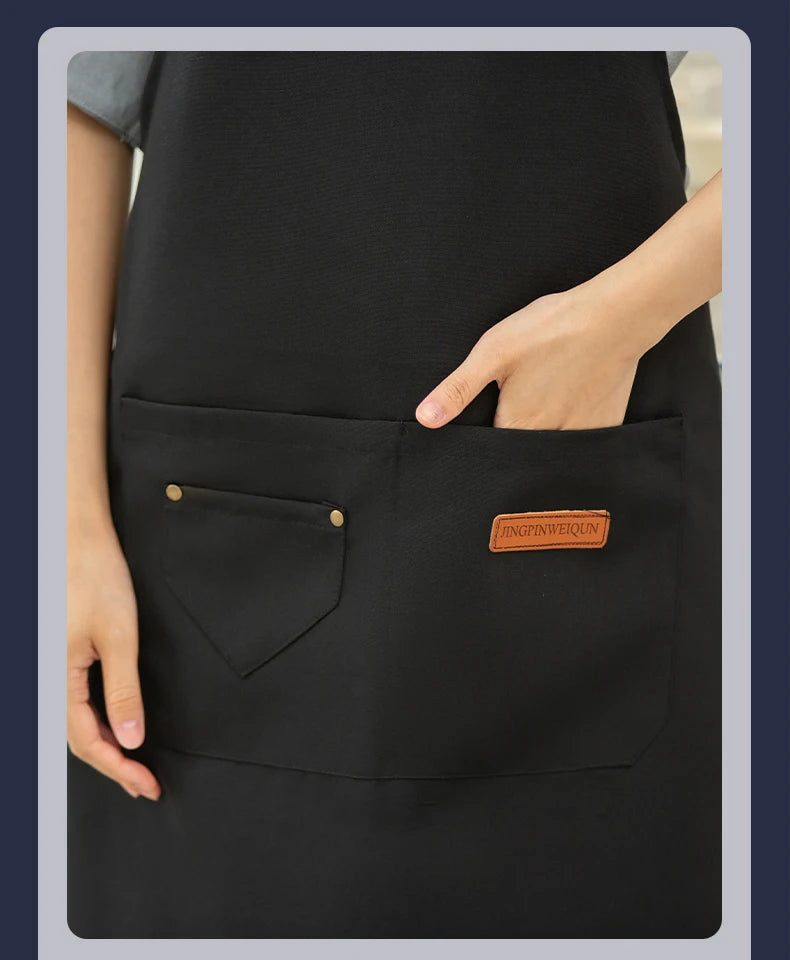 Canvas Cotton Cooking Apron with Adjustable Halter Neck and Large Pockets