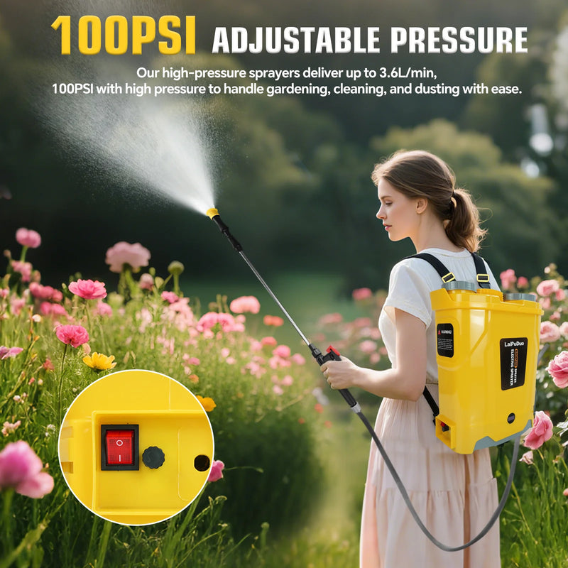 20V Battery-Powered Backpack Sprayer with Adjustable Pressure