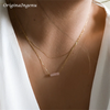 Dainty Beaded Gemstone Pendant Necklace in Gold Filled