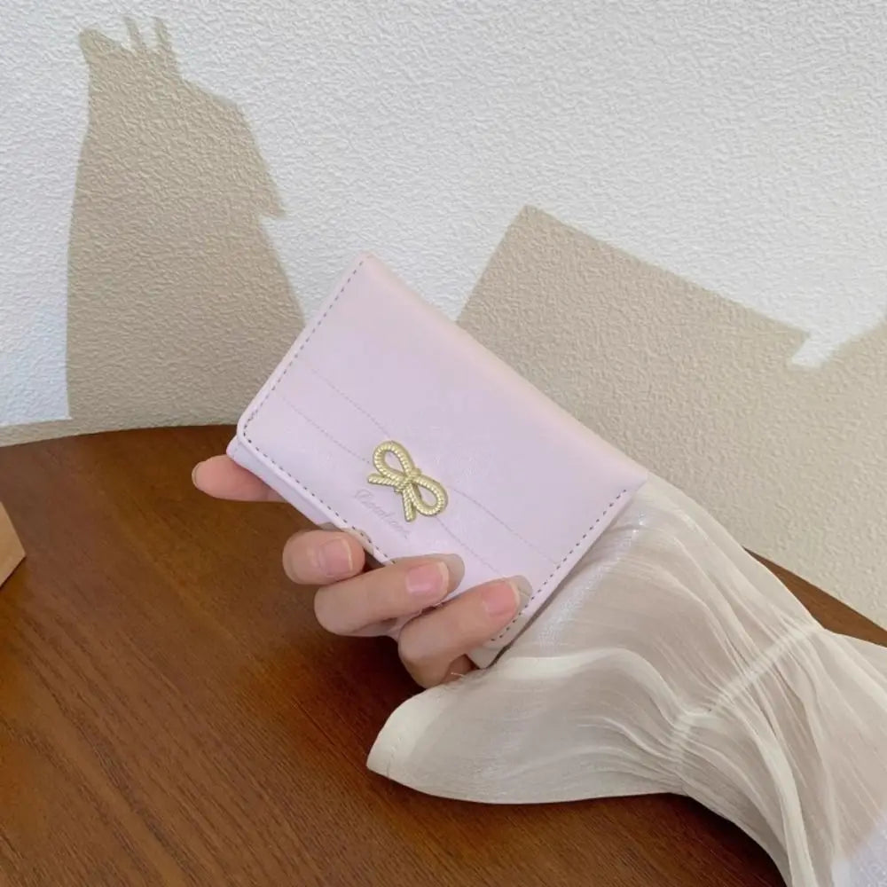 Compact Bow Tri-Fold Wallet with Multiple Card Slots