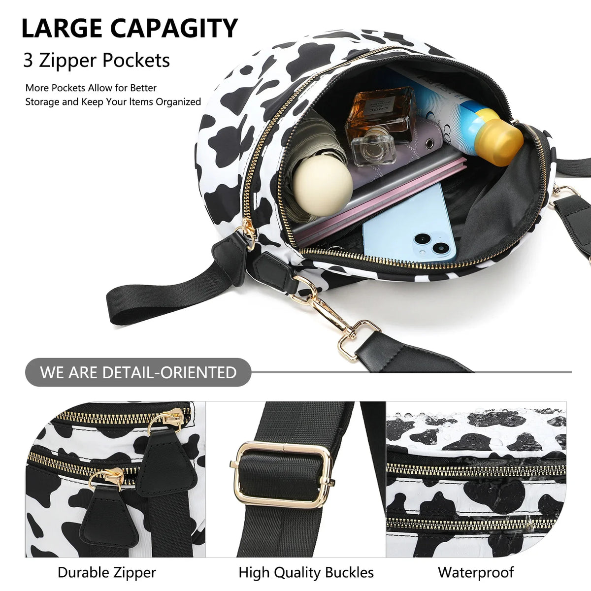 Women's Checkered Fanny Pack with Adjustable Crossbody Strap