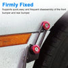 A close-up of a firmly fixed bumper fastener kit showing the quick disassembly mechanism on a vehicle's front section.