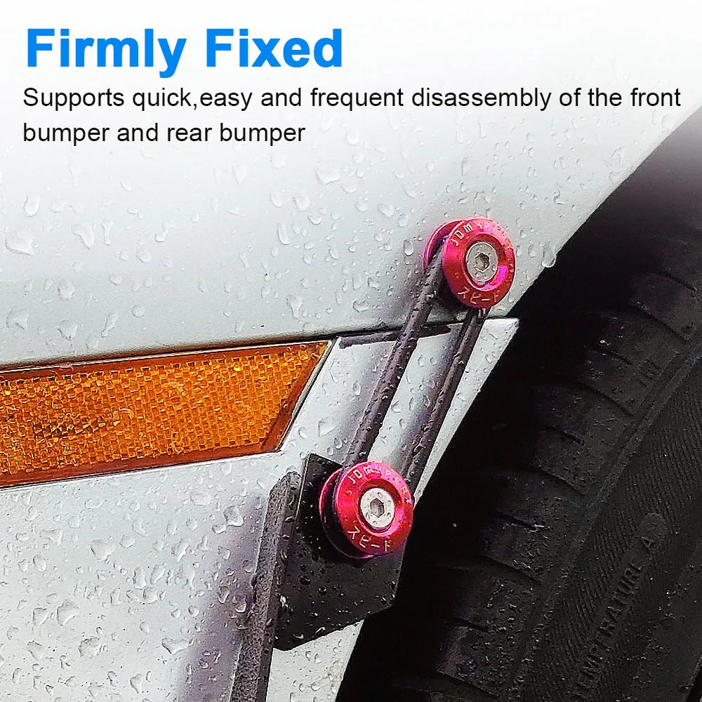 A close-up of a firmly fixed bumper fastener kit showing the quick disassembly mechanism on a vehicle's front section.