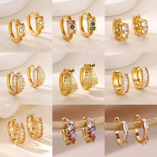 Pendientes de Aro de Zirconia de Oro