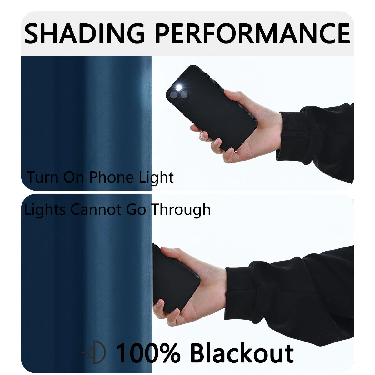 100% Blackout Solid Color Curtains for Bedroom and Living Room