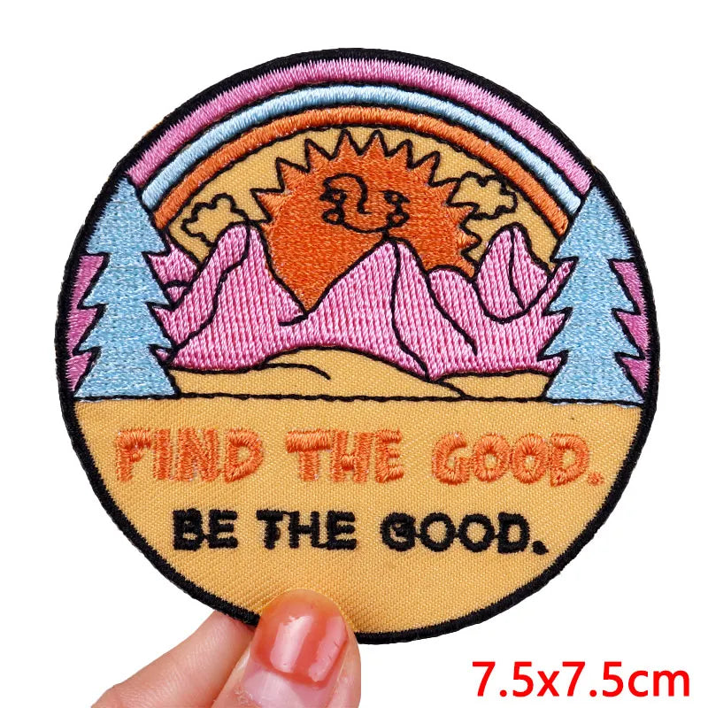 Encouraging Embroidered Iron-On Patches for Jackets, Jeans & Bags