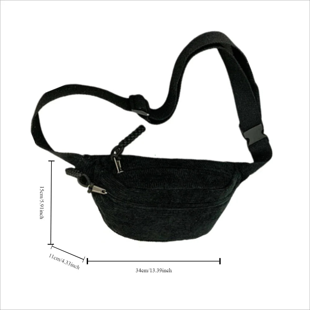 Corduroy Waist Pack for Women – Versatile Crossbody & Shoulder Bag