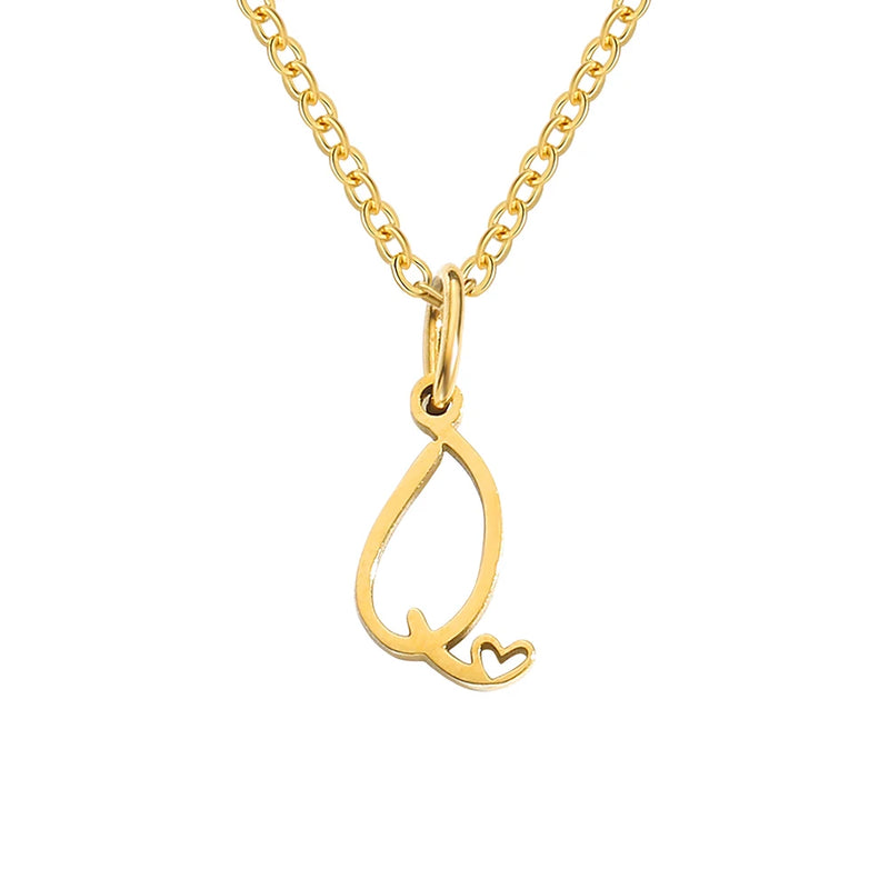 Collier avec Lettre Initiale et Pendentif Cœur