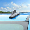 Chrome-style car antenna cover trim installed on a vehicle roof against a blue sky backdrop.