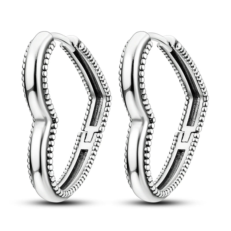 Sterling Silver Heart Wave Earrings
