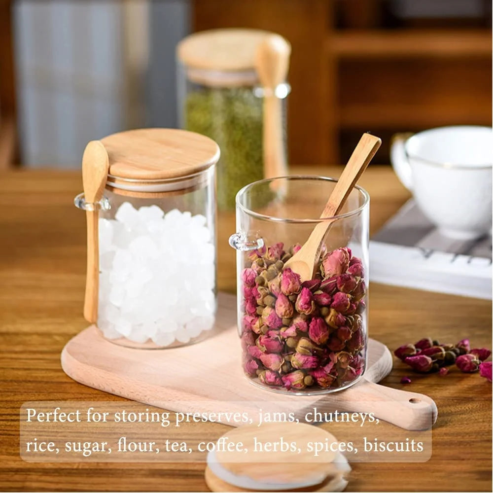 Airtight Glass Overnight Oats Jars with Spoon (16 oz)