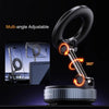 A black magnetic car phone mount with a multi-angle adjustable design and 360 degree rotation feature.