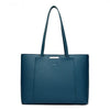 Genuine Leather Tote Bag with Multiple Pockets &amp; Zipper Closure