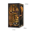 A vertical wooden puzzle bookshelf insert decor featuring a detailed scene of an old house interior.