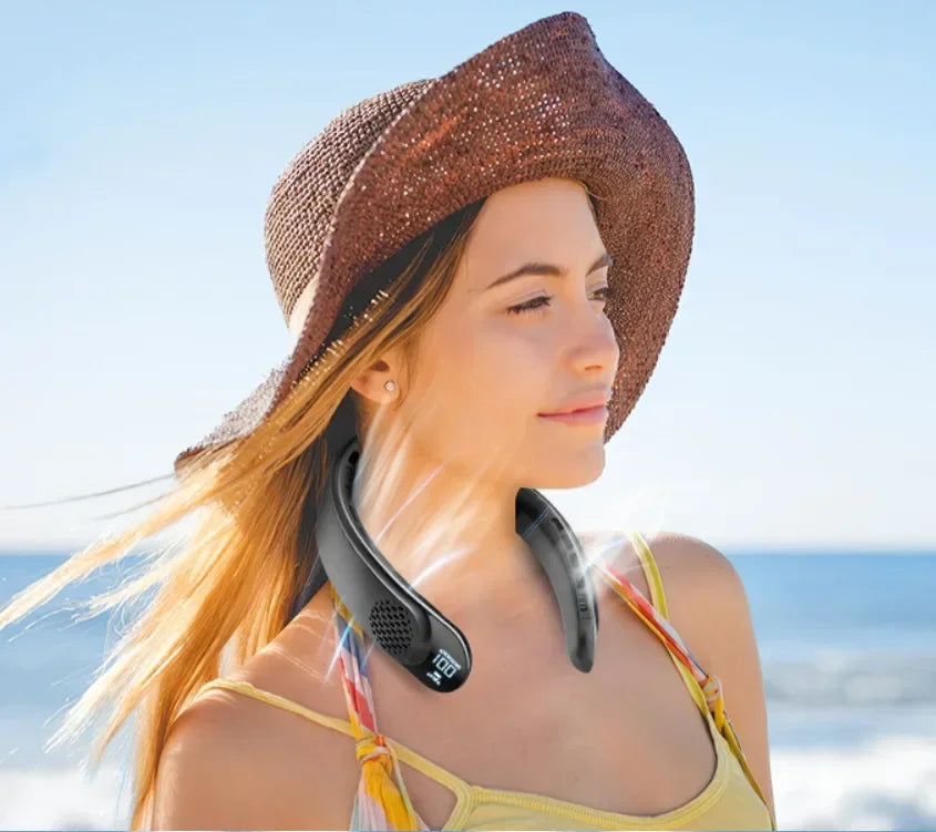Portable Bladeless Neck Fan with 4000mAh Battery & LED Display
