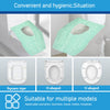 Three types of disposable toilet seat covers in square, O-shaped, and U-shaped designs.