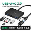4-in-1 USB 3.0 Card Reader with USB-C Adapter