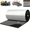 Roll of automotive sound deadening and heat insulation mat with mounting hardware and a finished sheet.