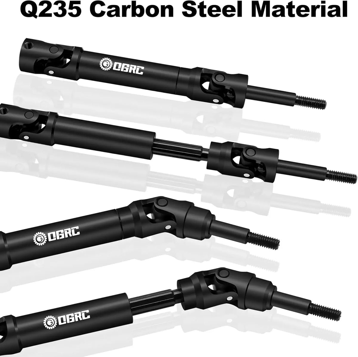 Set of black Q235 carbon steel drive shafts for heavy-duty RC trucks