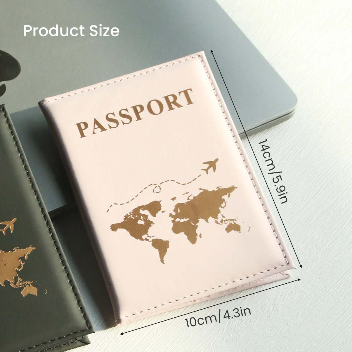 World Map Passport Holder with Card Slots