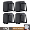 Four black stainless steel sponge holders or kitchen sink racks shown in various angles