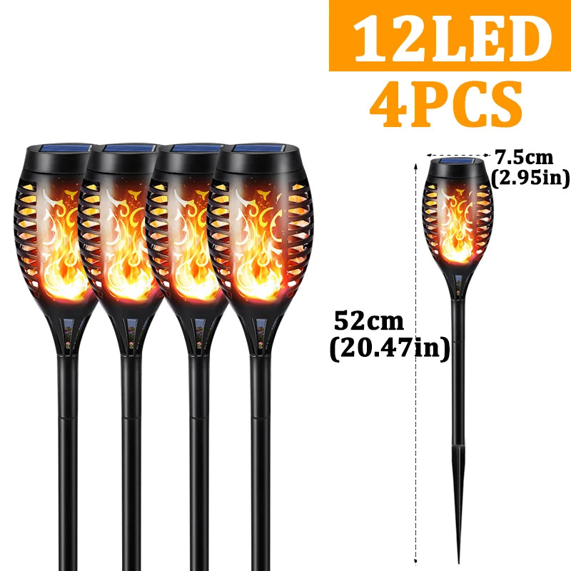 Solar-Powered Flickering Flame Torch Lights