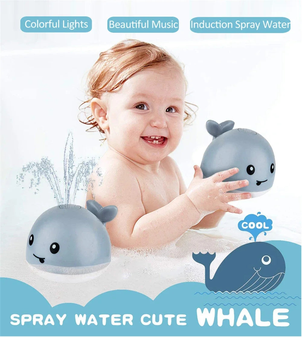 Whale Water Sprinkler Bath Toy with Glowing LED Lights