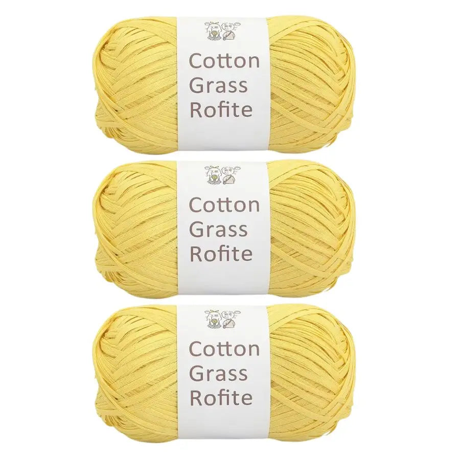 Natural Cotton Raffia Yarn – 3 Ball Set for Crochet, Knitting & Crafting