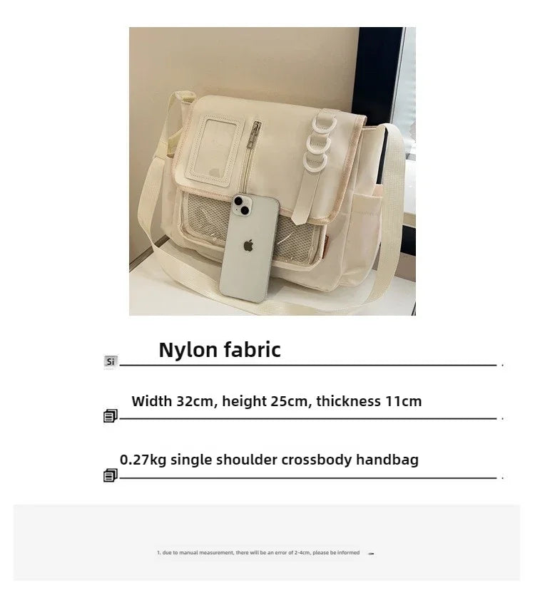 Y2K Transparent Ita Bag with DIY Badge Display Panel