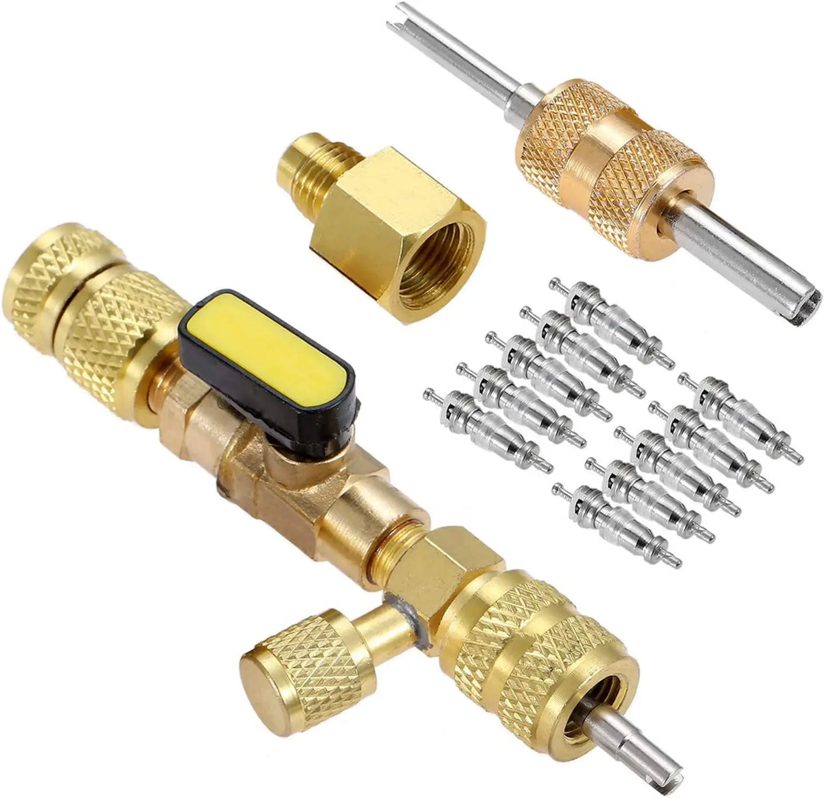 Dual-Size Refrigerant Valve Core Remover & Installer Kit with 10 Spare Cores