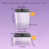 Image showing two clear plastic storage containers and one black container with dimensions labeled.