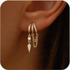 Gold Plated Triple Huggie Stud Earrings