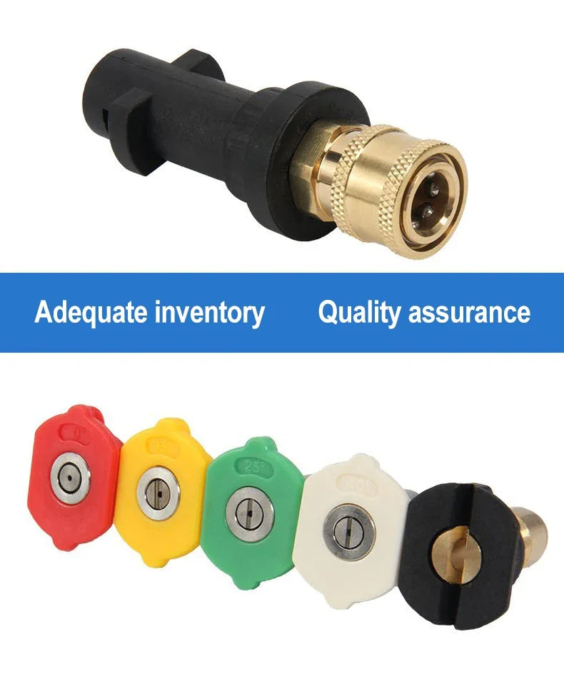 Multi-Color Car Wash Foam Nozzle & Quick Adapter for Karcher Pressure Washers