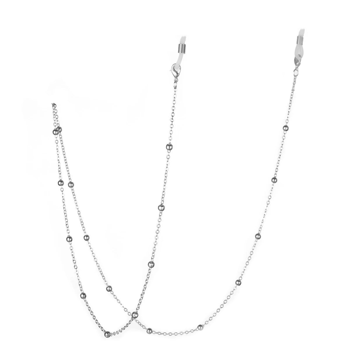 Silver star and moon glasses chain with a hollow pendant