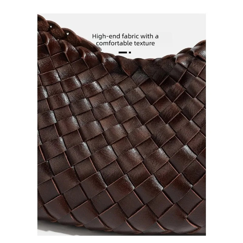 Handwoven Hobo Shoulder Bag with Large Inner Pocket