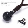 Geometric Natural Stone Pendant Necklace with Adjustable Leather Cord