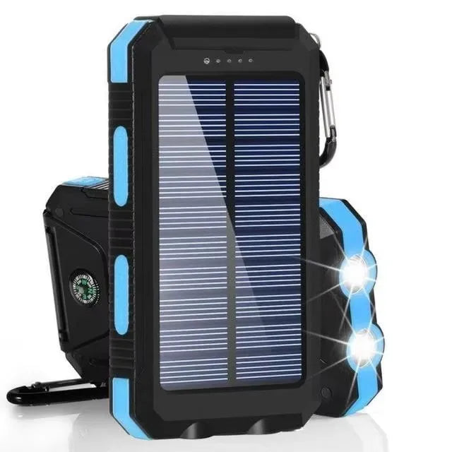 Solar Power Bank 80000mAh with LED Light and Compass