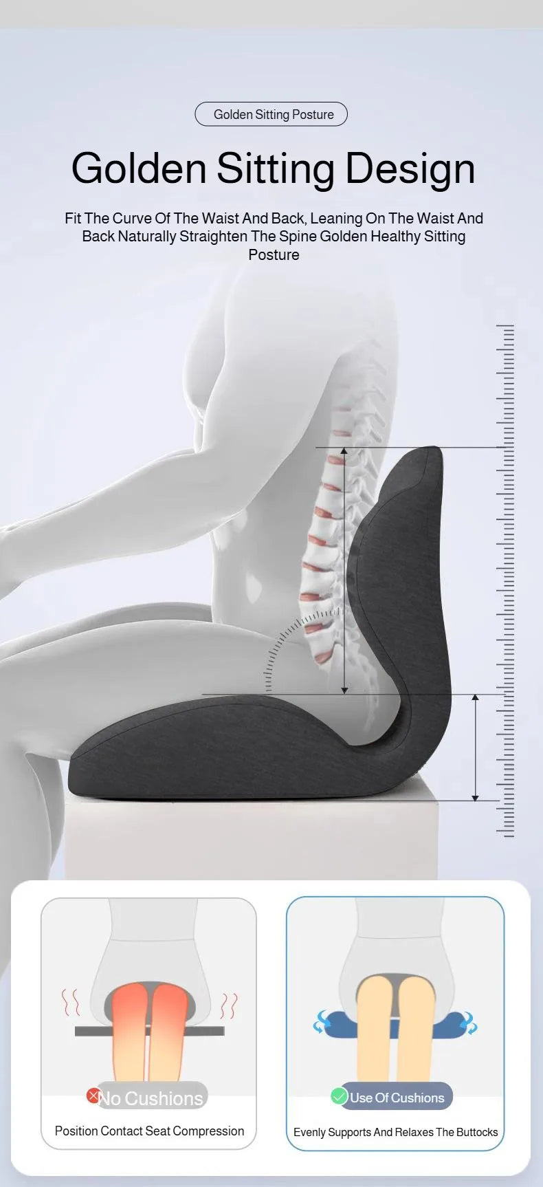 Ergonomic Shell Seat Cushion and Backrest Set