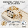Crystal Bead Watch Strap with Adjustable Metal Link Design