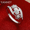 925 Sterling Silver Flower Ring with Zircon Stone