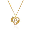 Zircon Flower Heart Initial Necklace