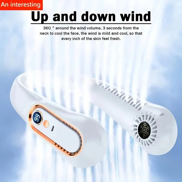 Portable Hanging Neck Fan with Digital Display