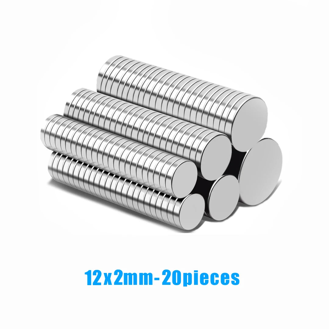 20 pieces of 12x2mm silver refrigerator magnets stacked together