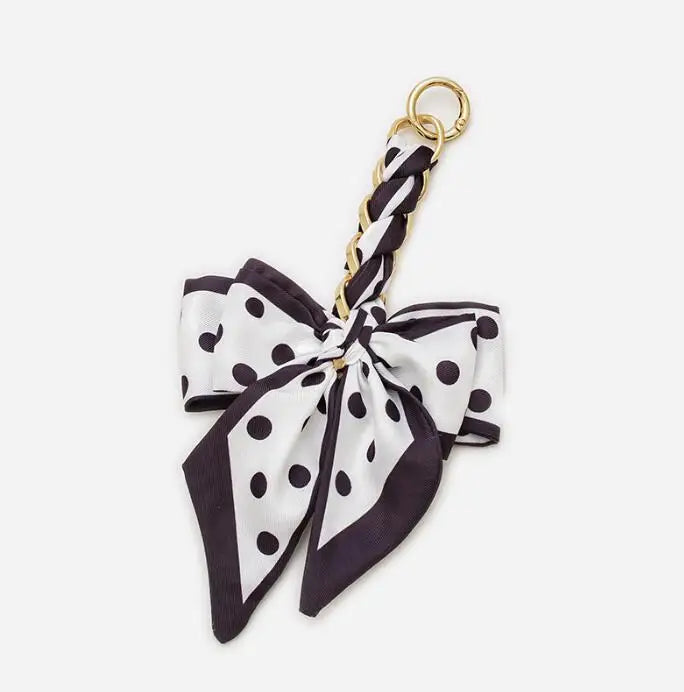 Elegant Bow Chain Bag Strap with Hanging Charm